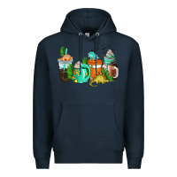 Navy dinosaur coffee cups Premium Hoodie - AdoDesignShop