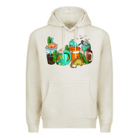Oatmeal Heather dinosaur coffee cups Premium Hoodie - AdoDesignShop