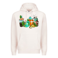 Pale Pink dinosaur coffee cups Premium Hoodie - AdoDesignShop
