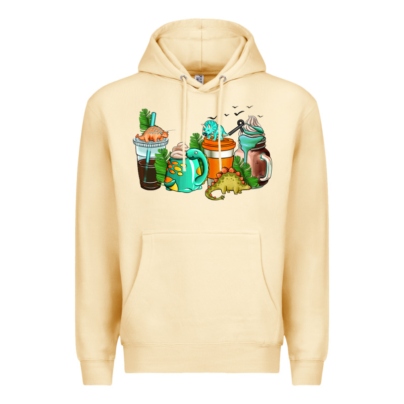 Dinosaur Coffee Cups Premium Hoodie by AdoDesignShop | Teevron