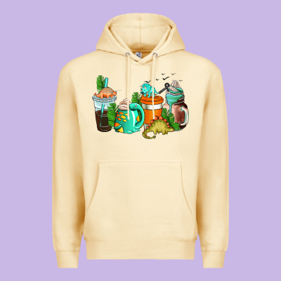 Dinosaur Coffee Cups Premium Hoodie Designed By Adodesignshop