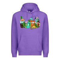 Purple dinosaur coffee cups Premium Hoodie - AdoDesignShop
