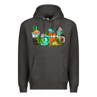 Smoke dinosaur coffee cups Premium Hoodie - AdoDesignShop