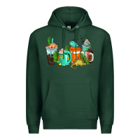Sports Green dinosaur coffee cups Premium Hoodie - AdoDesignShop