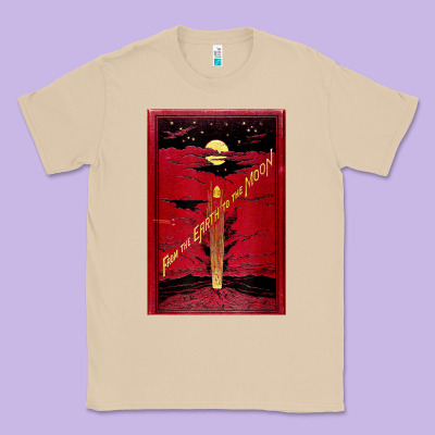 From The Earth To The Moon Jules Verne Book Cover Design Classic Tee Designed By Artchic