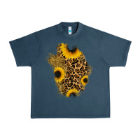 Midnight Navy glitter sunflowers leopard patch Urban Heavy Tee - RanaPortraitStore