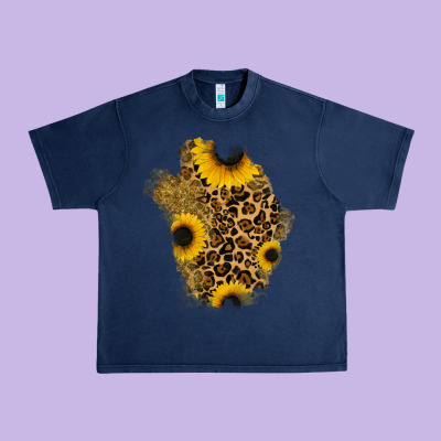 Glitter Sunflowers Leopard Patch Urban Heavy Tee Designed By Ranaportraitstore
