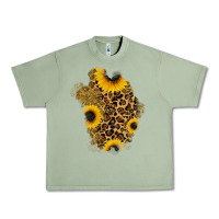 Oil Green glitter sunflowers leopard patch Urban Heavy Tee - RanaPortraitStore
