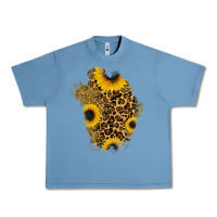 Pebble Blue glitter sunflowers leopard patch Urban Heavy Tee - RanaPortraitStore