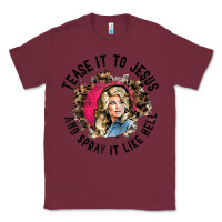Burgundy tease it to jesus and spray it like hell leopard western raglan baseba Classic Tee - ArtChic