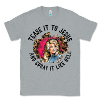 Heather Grey tease it to jesus and spray it like hell leopard western raglan baseba Classic Tee - ArtChic