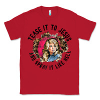 Red tease it to jesus and spray it like hell leopard western raglan baseba Classic Tee - ArtChic
