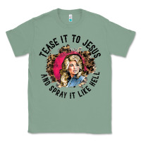 Sage tease it to jesus and spray it like hell leopard western raglan baseba Classic Tee - ArtChic