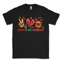 Black Peace Love Reindeer Christmas Classic Tee - BundleAndBundleShop