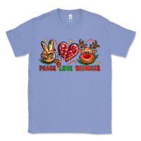 Colony Blue Peace Love Reindeer Christmas Classic Tee - BundleAndBundleShop