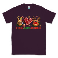 Plum Peace Love Reindeer Christmas Classic Tee - BundleAndBundleShop