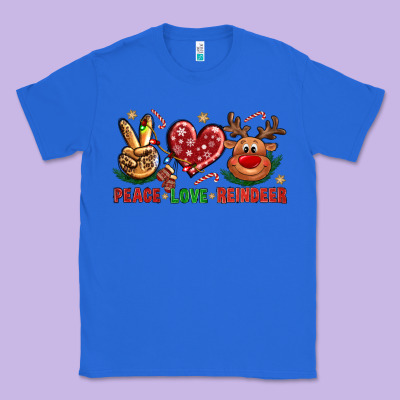 Peace Love Reindeer Christmas Classic Tee Designed By Bundleandbundleshop