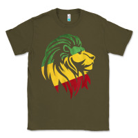 Army Green Lion of Judah Reggae, Rasta, Ethiopia Jamaican Roots Classic Tee - ArtChic