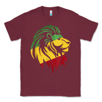 Burgundy Lion of Judah Reggae, Rasta, Ethiopia Jamaican Roots Classic Tee - ArtChic