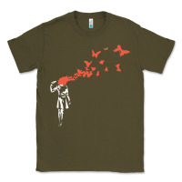 Army Green banksy headshot butterfly Classic Tee - ArtChic