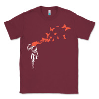 Burgundy banksy headshot butterfly Classic Tee - ArtChic