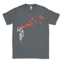 Charcoal Heather banksy headshot butterfly Classic Tee - ArtChic