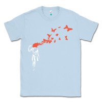 Dusty Blue banksy headshot butterfly Classic Tee - ArtChic