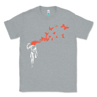 Heather Grey banksy headshot butterfly Classic Tee - ArtChic