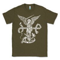 Army Green st michael archangel catholic angel defend us Classic Tee - ArtChic
