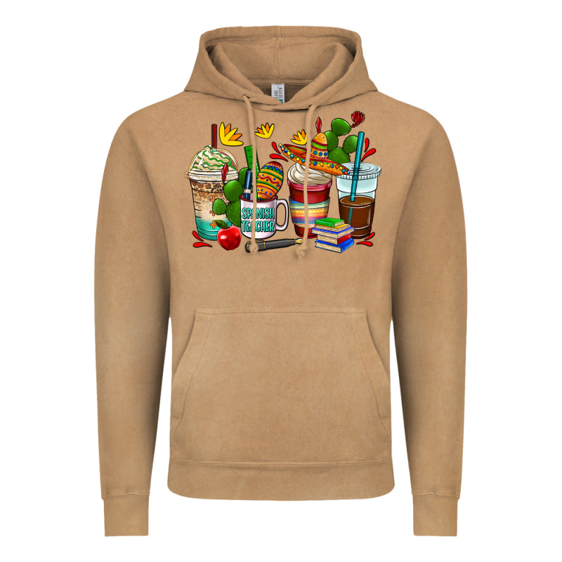 Spanish Teacher Coffee Cups Vintage Hoodie by AdoDesignShop | Teevron