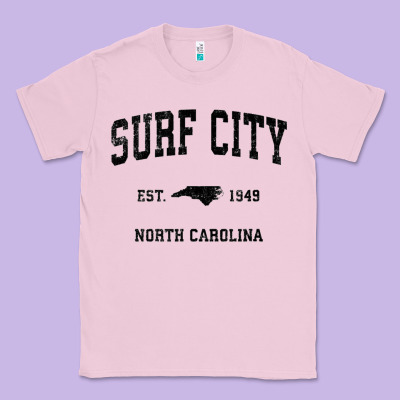Surf City North Carolina Nc Vintage Sports Design Black Prin Classic Tee Designed By Studioelite