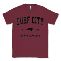 Burgundy Surf City North Carolina Nc Vintage Sports Design Black Prin Classic Tee - StudioElite
