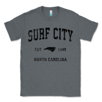 Charcoal Heather Surf City North Carolina Nc Vintage Sports Design Black Prin Classic Tee - StudioElite