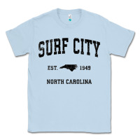 Dusty Blue Surf City North Carolina Nc Vintage Sports Design Black Prin Classic Tee - StudioElite