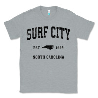 Heather Grey Surf City North Carolina Nc Vintage Sports Design Black Prin Classic Tee - StudioElite