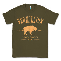 Army Green vermillion south dakota bison distressed design t shirt Classic Tee - StudioElite