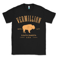 Vermillion South Dakota Bison Distressed Design T Shirt Classic Tee | Teevron
