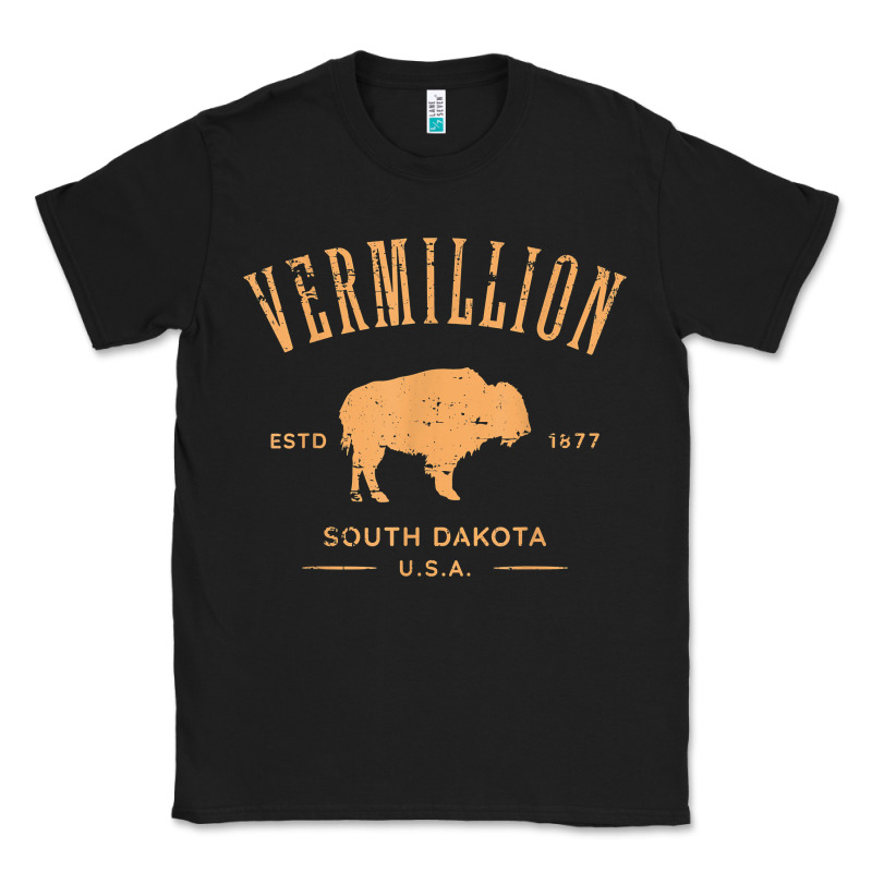 Vermillion South Dakota Bison Distressed Design T Shirt Classic Tee by StudioElite | Teevron