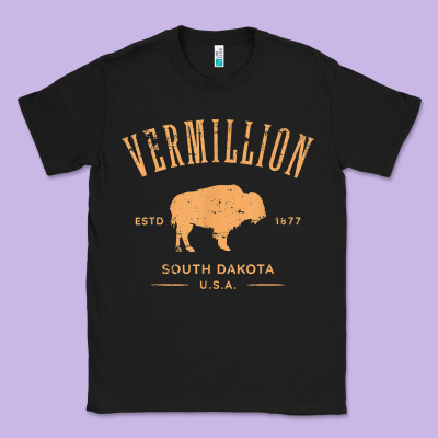 Vermillion South Dakota Bison Distressed Design T Shirt Classic Tee Designed By Studioelite