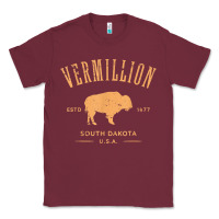 Burgundy vermillion south dakota bison distressed design t shirt Classic Tee - StudioElite