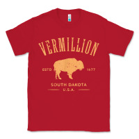 Red vermillion south dakota bison distressed design t shirt Classic Tee - StudioElite