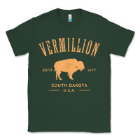 Sports Green vermillion south dakota bison distressed design t shirt Classic Tee - StudioElite