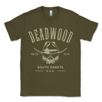 Army Green deadwood south dakota usa distressed skull design souvenir premium t s Classic Tee - StudioElite