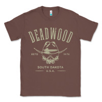 Deadwood South Dakota Usa Distressed Skull Design Souvenir Premium T S Classic Tee | Teevron