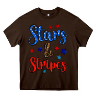 Chocolate Brown stars & stripes Heavy Core Tee - BundleAndBundleShop