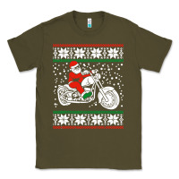 Army Green santa ridin motocycle Classic Tee - StudioElite