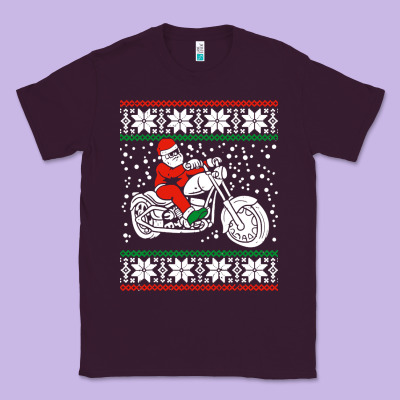 Santa Ridin Motocycle Classic Tee Designed By Studioelite