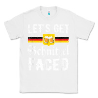 White lets get schnitzel faced men women vintage oktoberfest t shirt Classic Tee - StudioElite