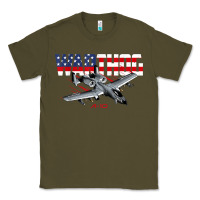 Army Green Military Airplane A-10 Warthog American Flag Classic Tee - StudioElite