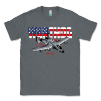 Charcoal Heather Military Airplane A-10 Warthog American Flag Classic Tee - StudioElite